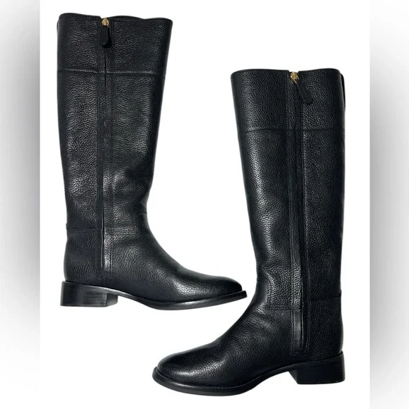 Tory Burch Junction Riding Boot in Black Tumbled Leather with box - Picture 11 of 16